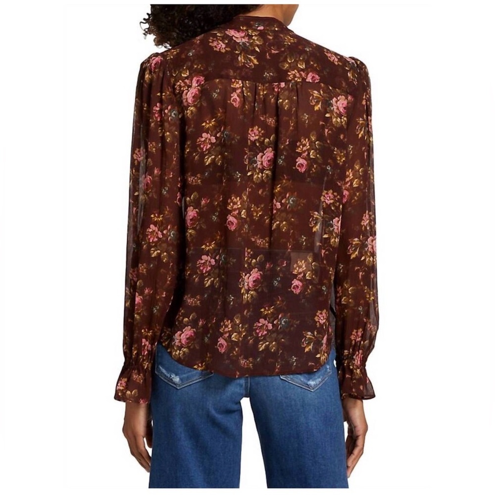 PAIGE Clemency Floral Silk Top in Rosewood Multi, xs - Picture 11 of 12